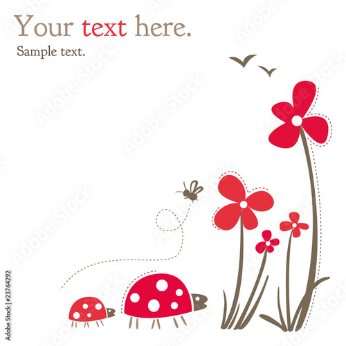 Carte Avec Coccinelles Et Fleurs Vecteur Stock Image And