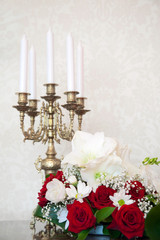 Flowers and candlestick