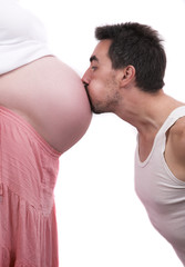 Father blows her wife's belly