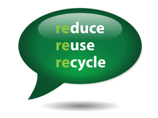 REDUCE REUSE RECYCLE Speech Bubble Icon (button go green nature)