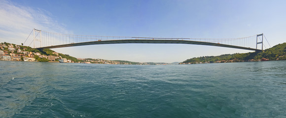 Large suspension bridge over a river