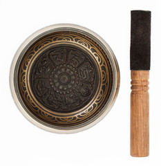 Nepal singing bowl isolated on white background