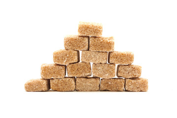 brown cane sugar isolated on white background