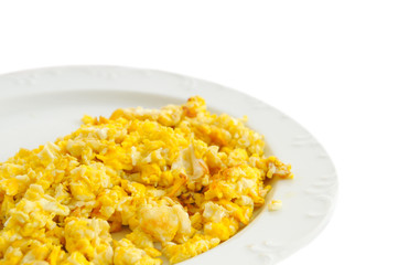 Scrambled Eggs On White