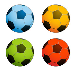 Colored footballs isolated on a white
