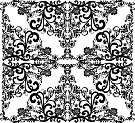 square black on white floral design