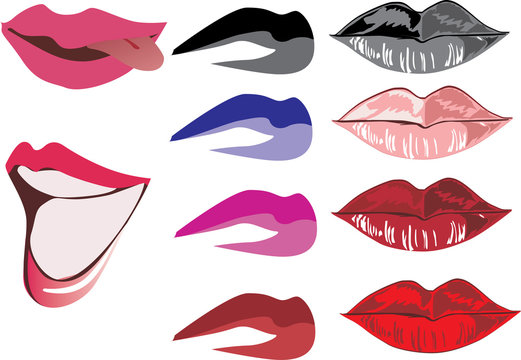 ten color women lips