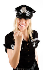Policewoman showing a