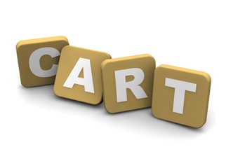 Cart text. 3d rendered illustration isolated on white.
