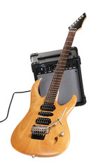 Fototapeta na wymiar Electric guitar with amplifier