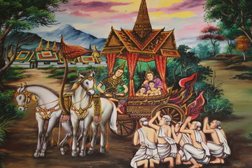 buddhist fable painting, Wat Nong Waeng, Borabue, Mahasarakam