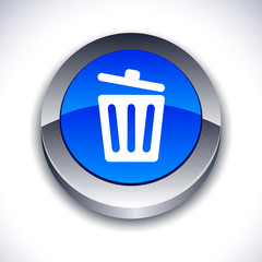 Recycle bin. 3d button.