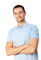 Obraz premium Portrait of happy smiling man, isolated on white