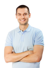 Portrait of happy smiling man, isolated on white