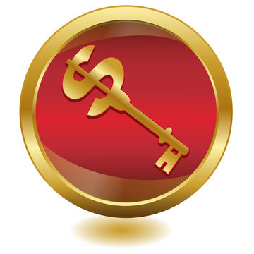 Golden Key button.Vector