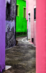 Multi-colored street in Europe