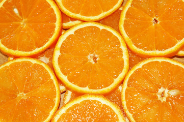 Фон из нарезанных пластиками апельсинов