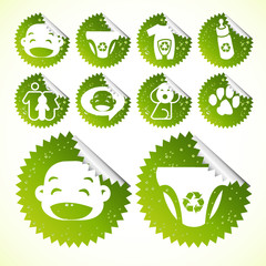 Green eco Baby friendly Icon set vector