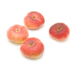 donut peaches isolated on white (Paraguayos, Saturn Peaches or C