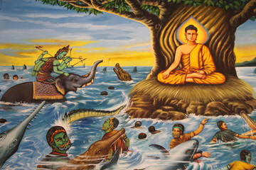 Obraz premium buddha biography painting, Wat Nong Waeng, Borabue, Mahasarakam
