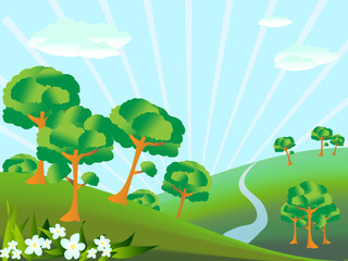 Summer forest landscape