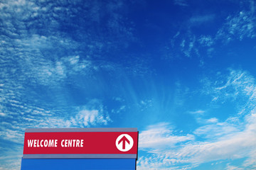 Signboard with welcome word and clipping path