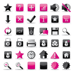 36 web icons set pinkblack