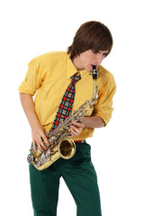 Naklejka premium Man with a sax