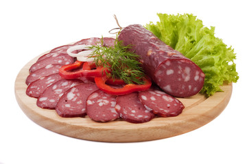 Sliced sausage with vegetables