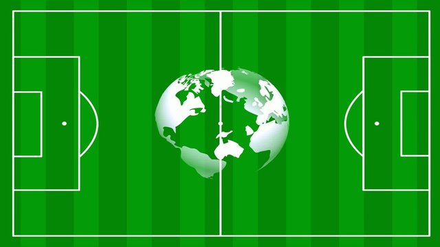 footballfield with globe
