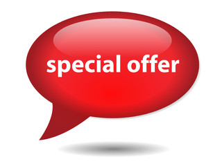 SPECIAL OFFER Speech Bubble Icon (web button shopping sale red)