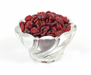 Bowl of dehydrated cranberries