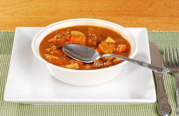 beef stew with a spoon