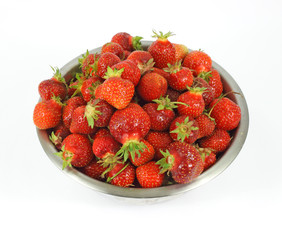 Bowl filled with home picked strawberries