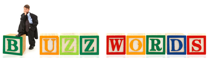 Boy in Suit with Buzz Words
