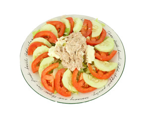 Tuna salad with tomatoes and cucumbers