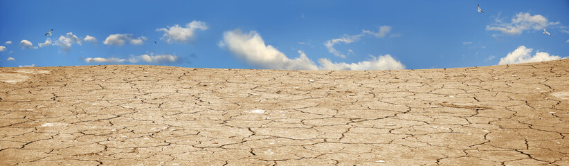 A background image of dried and cracked soil