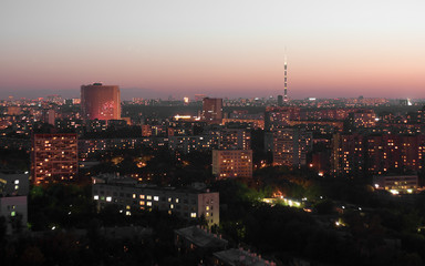 Russia. Moscow. Ostankino tower. Evening.