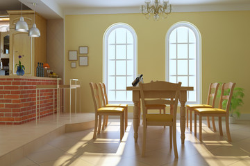 3d render classic luxury dining room