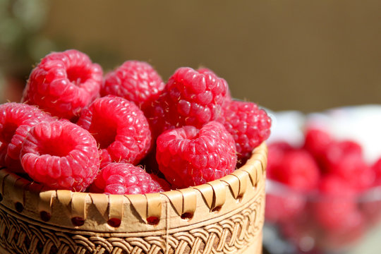 raspberries close up view