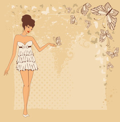 Beautiful pin-up girl in retro style.