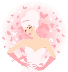 Beautiful pin-up girl in retro style.