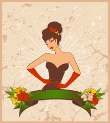 Beautiful pin-up girl in retro style.