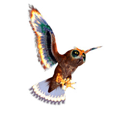 fantasy owl with rainbow colors. 3D rendering with clipping path © Ralf Kraft