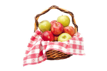 fresh fruit in a basket isolated on white