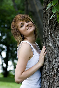 beautiful girl and tree