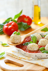 Chicken meatballs and tomato sauce