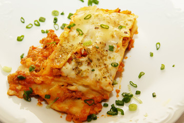 fresh lasagna with ragu sauce