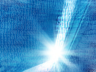 door opening and binary code coming out