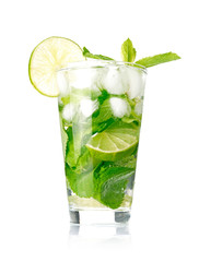 Mojito cocktail on white background
